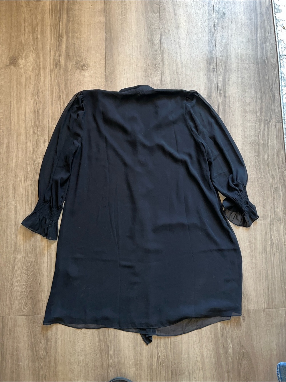 Black Ruffle-Front Women's Dress - Picture 3 of 3
